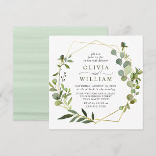 Modern Eucalyptus Geometric Frame REHEARSAL DINNER Invitation