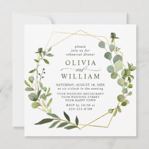 Modern Eucalyptus Geometric Frame REHEARSAL DINNER Invitation