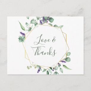 Modern Eucalyptus Geometric Frame Thank You Postcard