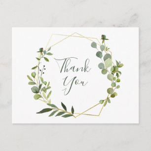 Modern Eucalyptus Geometric Frame Thank You Postcard