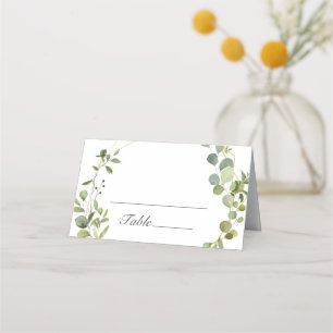 Modern Eucalyptus Geometric Frame Wedding Table Place Card