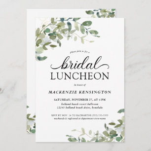 Modern Eucalyptus Green Bridal Luncheon Invitation