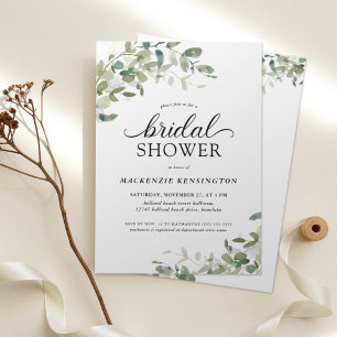 Modern Eucalyptus Green Bridal Shower Invitation