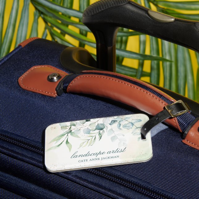 Modern Eucalyptus Greenery Elegant Business Luggage Tag (Front Insitu 3)