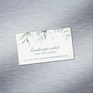 Modern Eucalyptus Greenery Elegant Magnetic Business Card
