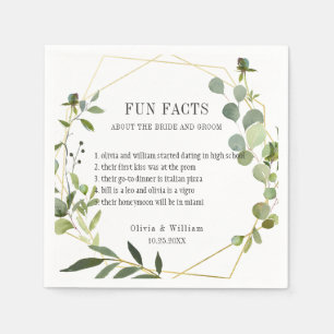 Modern Eucalyptus Greenery Fun Facts Wedding Napkin