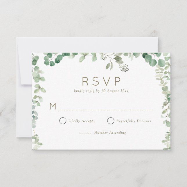 modern eucalyptus greenery RSVP card (Front)
