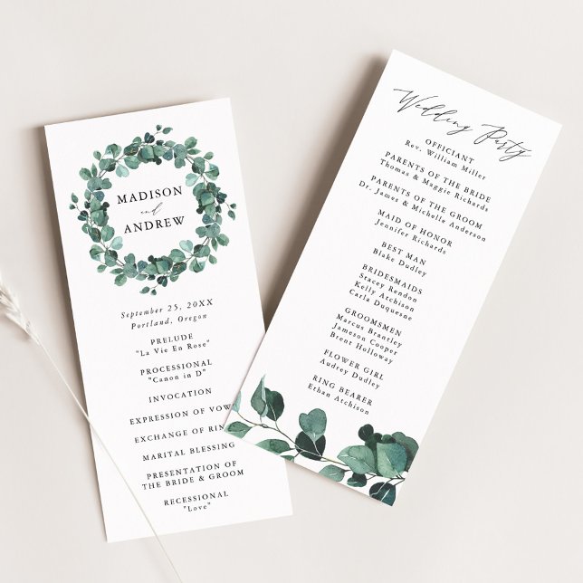 Modern Eucalyptus Greenery Wedding Ceremony Program (Creator Uploaded)