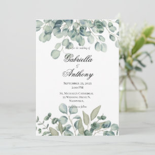 Modern Eucalyptus Greenery Wedding Invitations