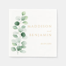 Modern Eucalyptus Greenery Wedding Napkin