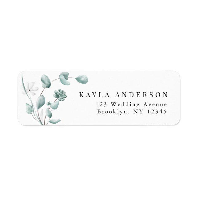 Modern Eucalyptus Greenery Wedding Return Address (Front)