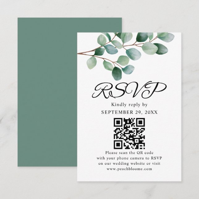 Modern Eucalyptus Greenery Wedding RSVP Card (Front/Back)