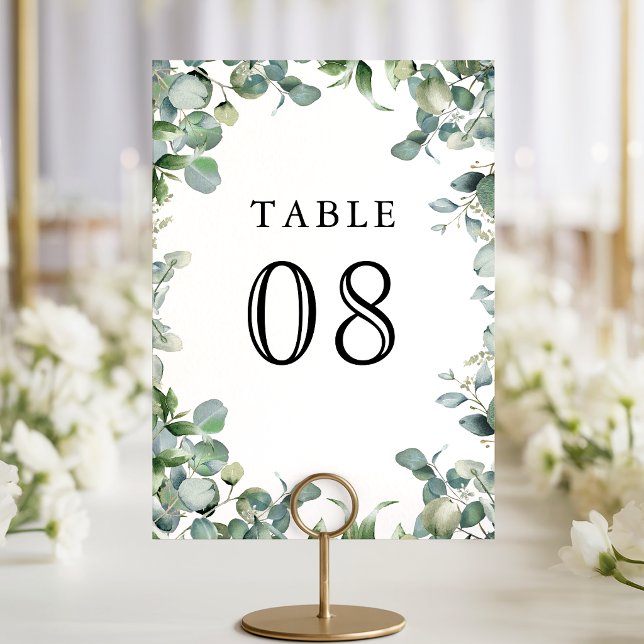 Modern Eucalyptus Greenery Wedding Table Number (Creator Uploaded)