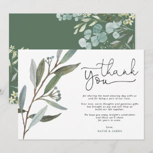 Modern Eucalyptus Greenery Wedding Thank You Card