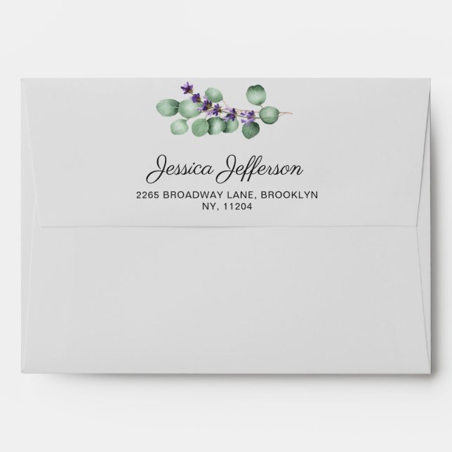 Modern Eucalyptus Lavender Foliage for 5x7 card Envelope (Back (Top Flap))