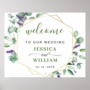 Modern Eucalyptus Lavender WEDDING Welcome Sign