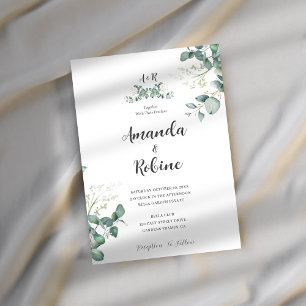 Modern Eucalyptus Leaf Wedding Invitation