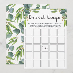 Modern Eucalyptus Leaves Bridal Bingo Cards
