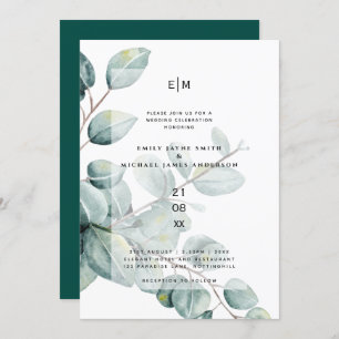 Modern Eucalyptus Leaves Greenery Wedding Invites