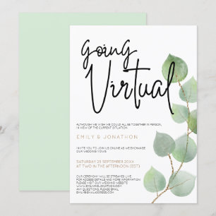 Modern Eucalyptus Leaves Script Virtual Wedding Invitation