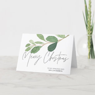 Modern Eucalyptus Merry Christmas Card for Dad