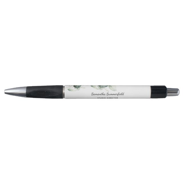 Modern Eucalyptus Minimalist Elegant Script Pen (Front)