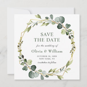 Modern Eucalyptus PHOTO Wedding SAVE THE DATE Boho Invitation