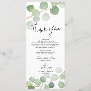 Modern eucalyptus Place Setting Thank You Card