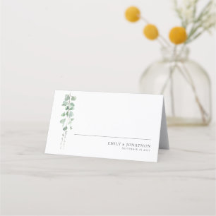 Modern Eucalyptus Script Sage Wedding  Place Card