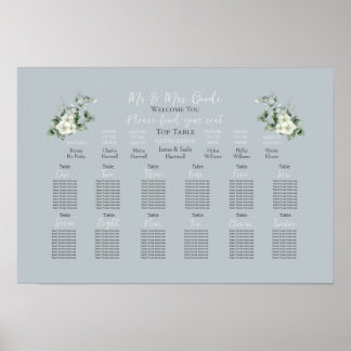 Modern Eucalyptus Seating Chart~12 Tables Poster