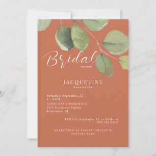 Modern Eucalyptus Terracotta Bridal Shower Invitation