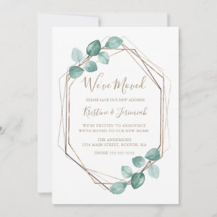 Modern Eucalyptus Watercolor Coffee Script Wedding Announcement