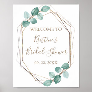 Modern Eucalyptus Watercolor Coffee Script Wedding Poster