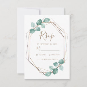 Modern Eucalyptus Watercolor Coffee Script Wedding RSVP Card