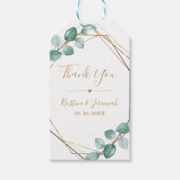 Modern Eucalyptus Watercolor Gold Script Wedding Gift Tags