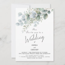 Modern Eucalyptus Watercolor Wedding Invitation