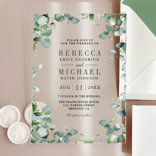 Modern Eucalyptus Wedding Acrylic Invitations