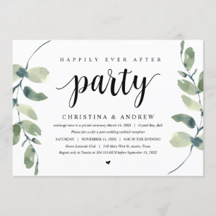 Modern Eucalyptus, Wedding Elopement Celebration Invitation