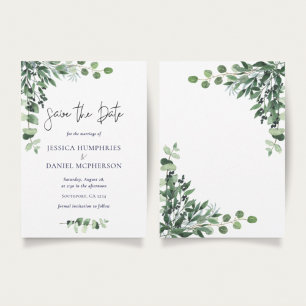 Modern Eucalyptus Wedding Flat Save The Date