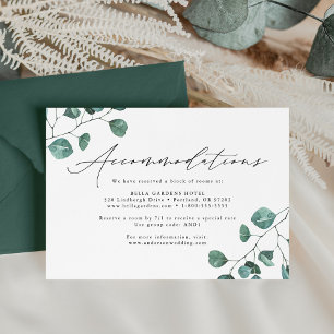 Modern Eucalyptus Wedding Hotel Accommodations Enclosure Card