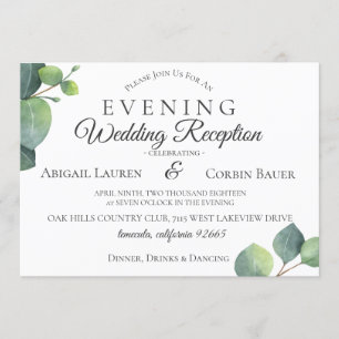 Modern Eucalyptus Wedding Reception Invitation