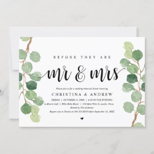 Modern Eucalyptus, Wedding Rehearsal Dinner Invitation
