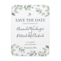 Modern Eucalyptus Wedding Save the Date Magnets