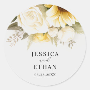 modern Eucalyptus wild Floral Botanical Wedding Classic Round Sticker