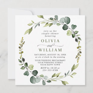Modern Eucalyptus Wreath Frame COUPLE SHOWER Invitation