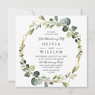 Modern Eucalyptus Wreath Frame Wedding Boho Invitation