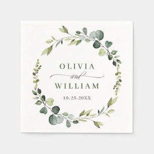 Modern Eucalyptus Wreath Frame Wedding Paper Boho Napkin