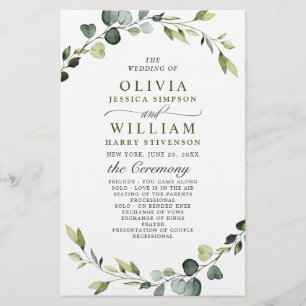 Modern Eucalyptus Wreath Wedding Ceremony Program