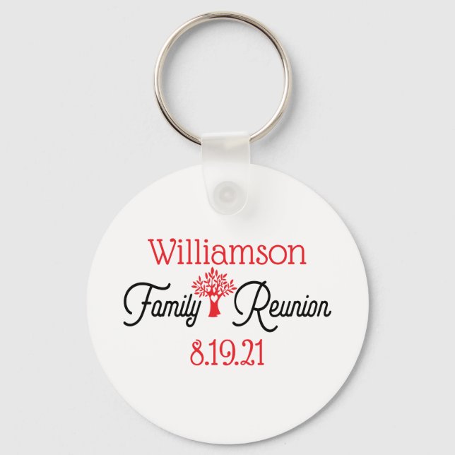 Modern Event Family Tree Reunion Keychain (Front)