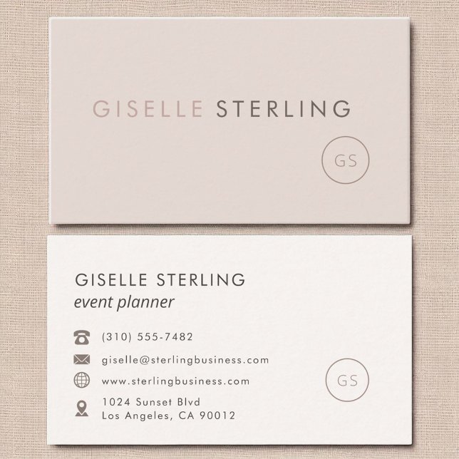 Modern Event Planner Blush Pink Minimalist Luxury  Business Card (Creator Uploaded)